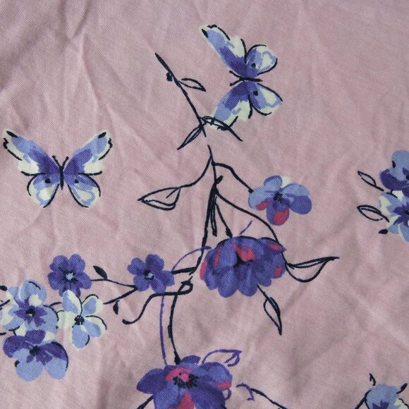 Woman Within 3X 30 32 plus open shoulder t-shirt knit top floral butterflies - Picture 4 of 11